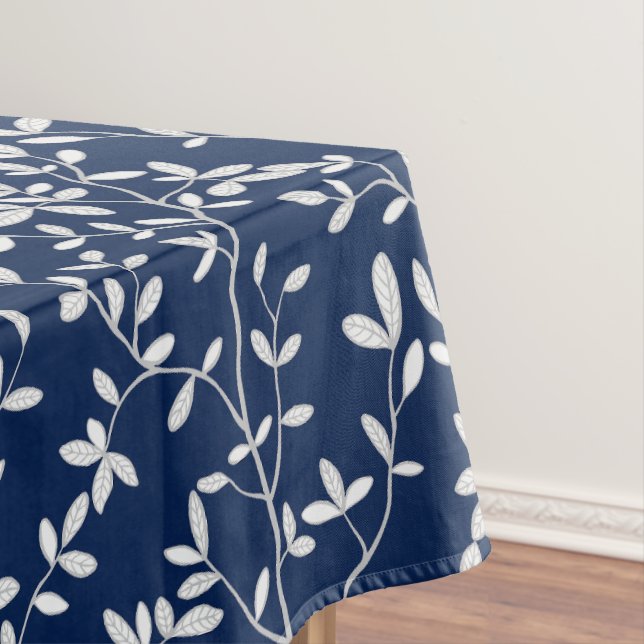 Toalha de Mesa Leafline Azul Marinho Branco (Posição Original)
