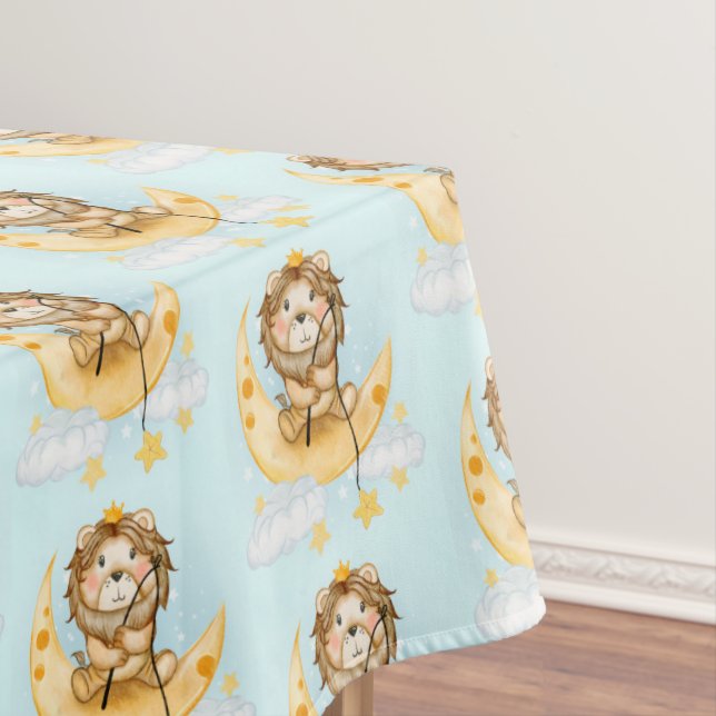 Toalha De Mesa Leão de Cuta que pesca na Aquarela da Lua (Posição Original)