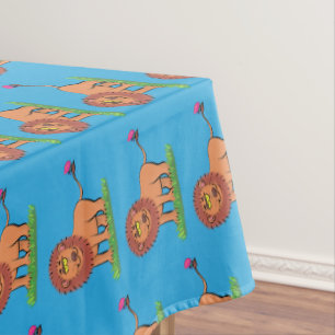 Toalha De Mesa Leão feliz com ilustração de desenho animado de bo