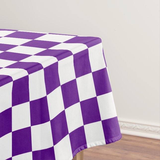 Toalha De Mesa legal padrão de verificação de branco roxo (Posição Original)