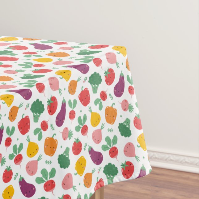 Toalha De Mesa Leguminosas bonitas e felizes em branco (Posição Original)