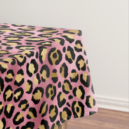 Toalha De Mesa Leopard Series Design 15 rosa e Dourada