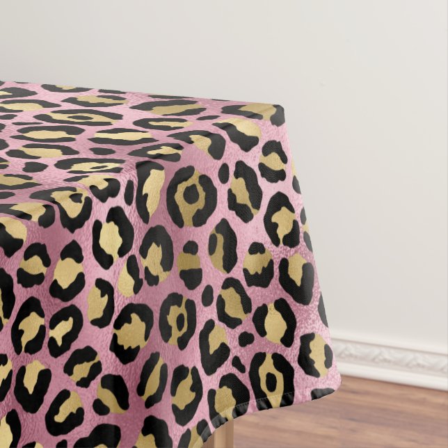 Toalha De Mesa Leopard Series Design 15 rosa e Dourada (Posição Original)
