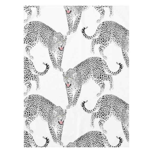 Toalha De Mesa Leopardo Branco Negro (Frente)