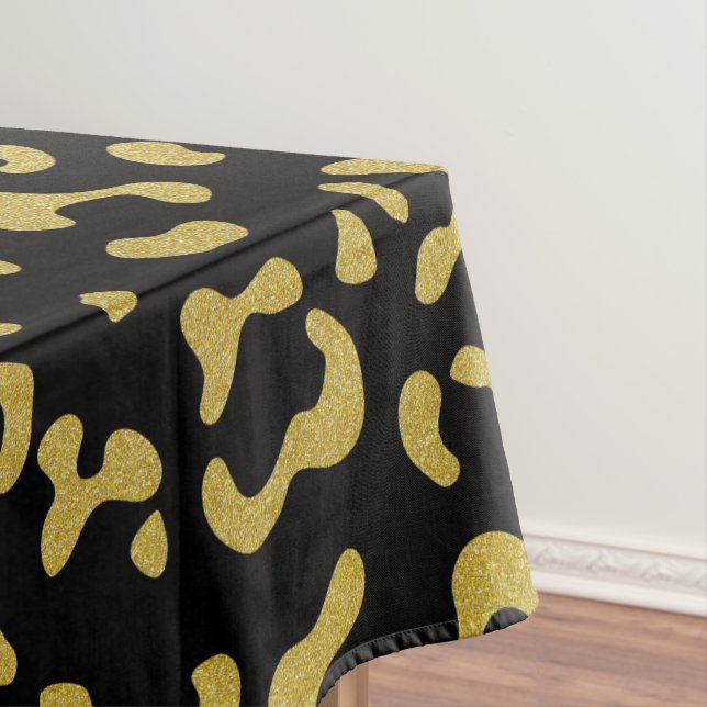Toalha De Mesa Leopardo Dourado, Brilhante Dourada, Padrão-Leopar (Posição Original)