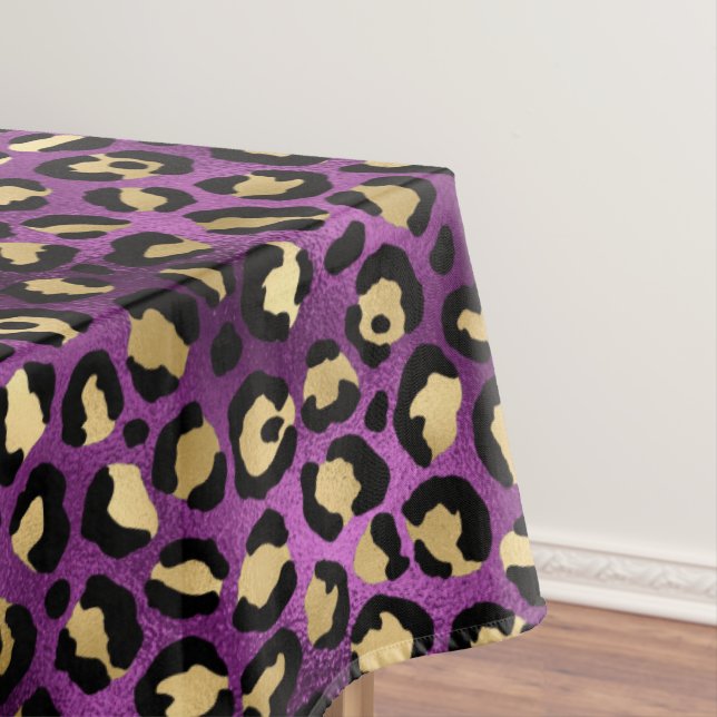Toalha De Mesa Leopardo roxo e Dourado Design 1 (Posição Original)