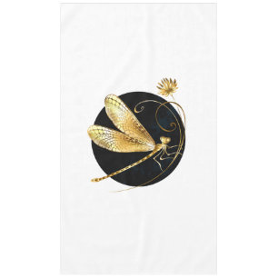 Toalha De Mesa libélula ouro em círculo preto