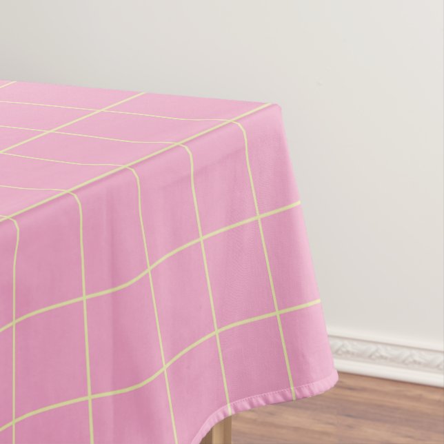 Toalha De Mesa Light Green Cell Pattern Pink Checkered Plaid. (Posição Original)