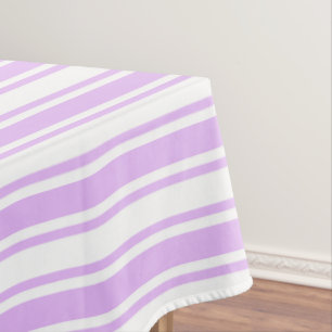 Toalha De Mesa Lilac, púrpura e tiras doces brancas