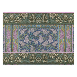 Toalha De Mesa LILACS da ARTE NOUVEAU, verde azul do Lilac da