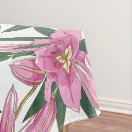 Toalha De Mesa Lilases em Flor em Rosa Pastel sobre Branco