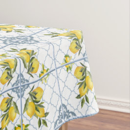 Toalha De Mesa Limão de Country Francês em Aquarela Azul