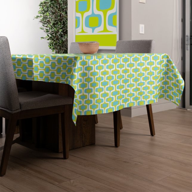 Toalha De Mesa Limão do século médio e Ovais e Círculos Aqua (Criador carregado)