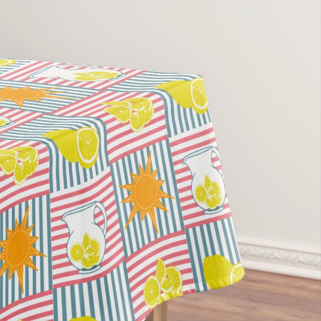 Toalha De Mesa Limões amarelos claros, sol alaranjado, jardineira (Posição Original)