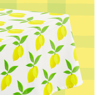 Toalha De Mesa Limões Amarelos Folhas Verdes Fundo Branco