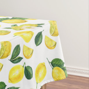Toalha De Mesa Limões Amarelos Padrão de Fruta de Aquarela