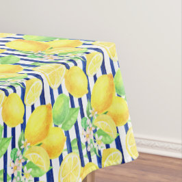 Toalha De Mesa Limões bonito de Aquarela em Stripes Azuis