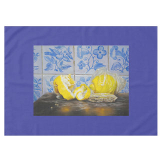Toalha De Mesa Limões e Azulejos — Clássico Azul e Amarelo Still