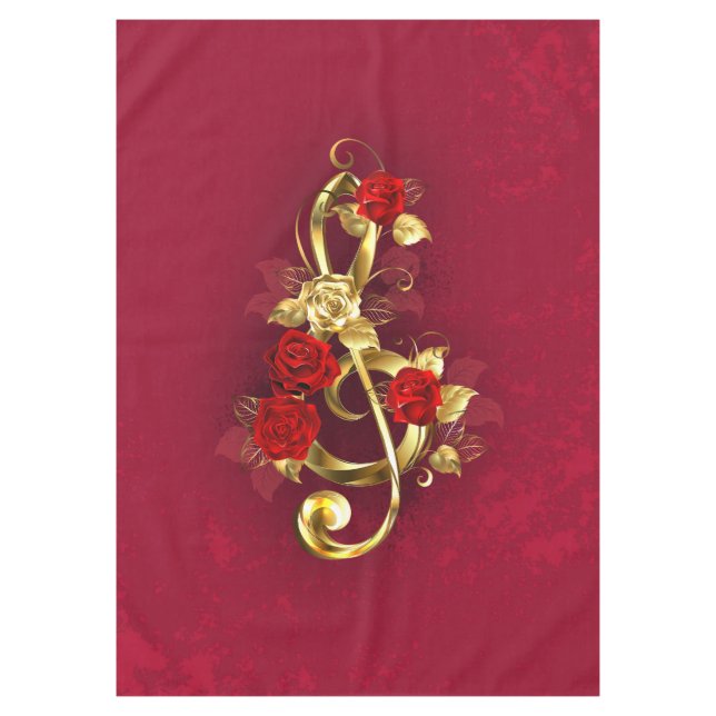 Toalha De Mesa Limpeza de ouro com Flores Rosa (Frente)