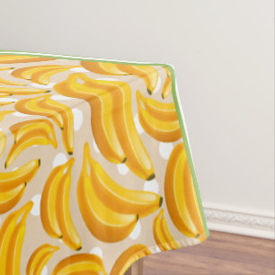 Toalha De Mesa Linda Banana Bolinha e Chevron Amarelo