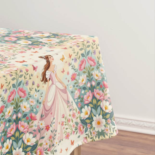 Toalha De Mesa Linda princesa com borboletas (Posição Original)