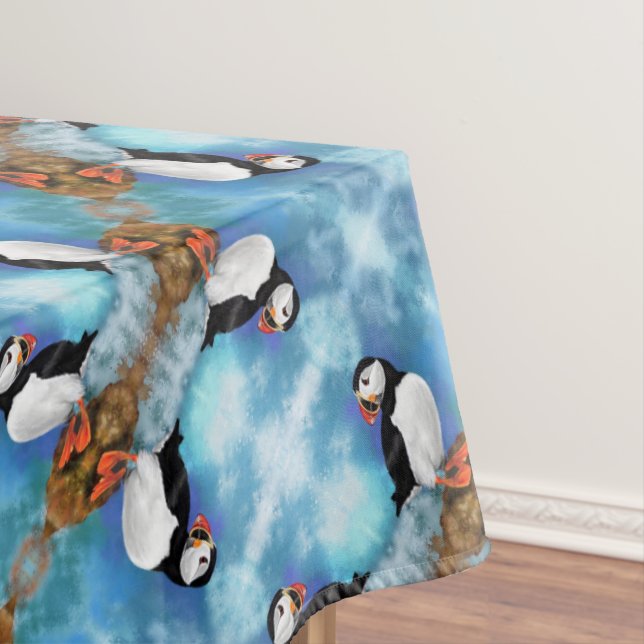 Toalha De Mesa Linda Tablecloth de Puffin Atlântica - Pintura (Posição Original)