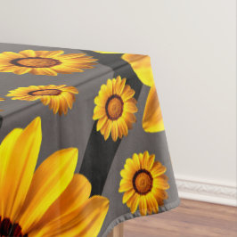 Toalha De Mesa Lindas flores amarelas nas cinzas, listras pratead