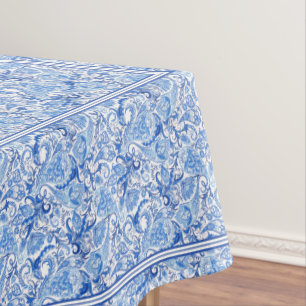 Toalha De Mesa Lindo Padrão Artístico de Paisley Floral Branco Az