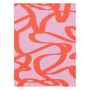 Toalha De Mesa Linhas Retro Rosa Rosa Modernas Formas de Pincel A