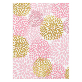 Toalha De Mesa Linho de mesa floral Dourado Rosa Dahlia
