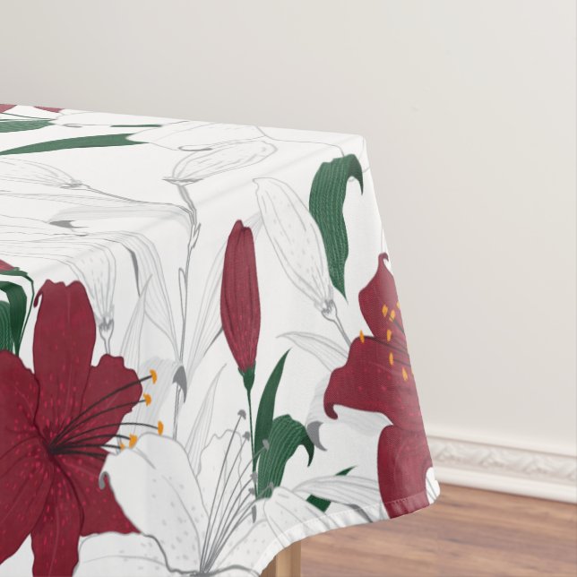 Toalha De Mesa Lírios de Natal Vermelho e Branco (Posição Original)