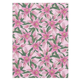 Toalha De Mesa Lírios Sangrentos de Rosa Pastel