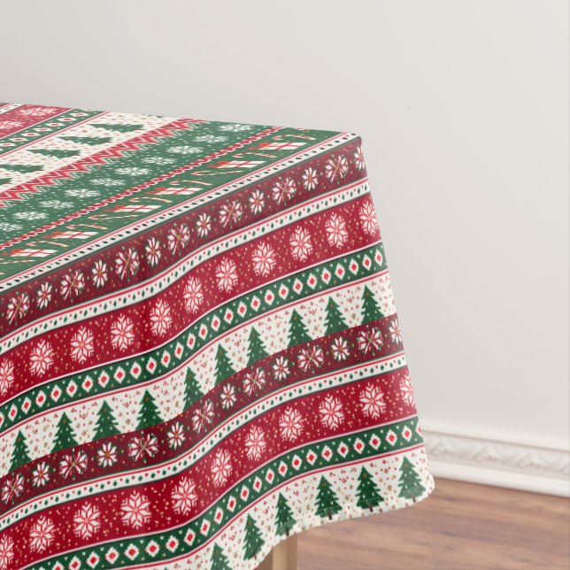 Toalha De Mesa Listras Clássicas de Suéter Feio de Natal (Posição Original)