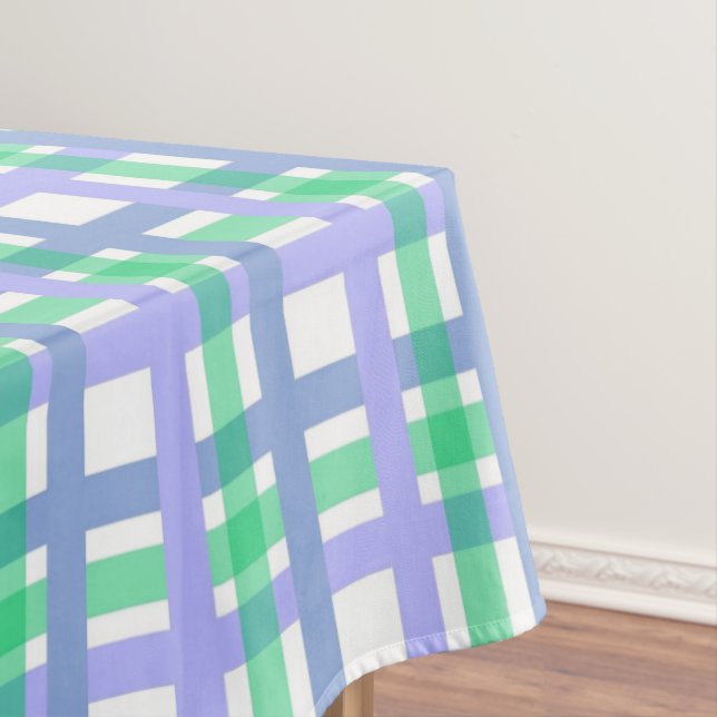 Toalha De Mesa Listras Clássicas Verde Azul Branco (Posição Original)