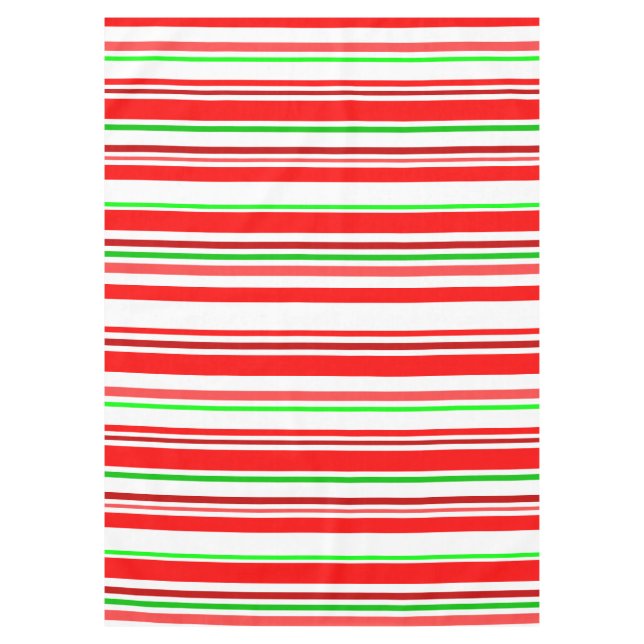Toalha De Mesa Listras de Bengala Vermelho Branco Verde Alegre Br (Frente)