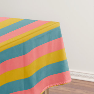 Toalha De Mesa Listras de cor rosa, azul e laranja horizontais