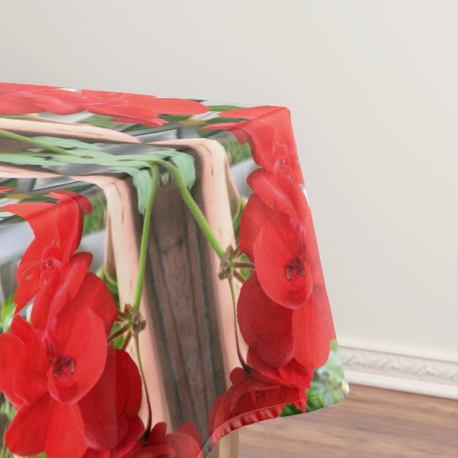 Toalha De Mesa Listras de Gerânio Vermelho (Posição Original)
