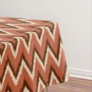 Toalha De Mesa Listras de Ikat Chevron - oxidação, Brown e bege