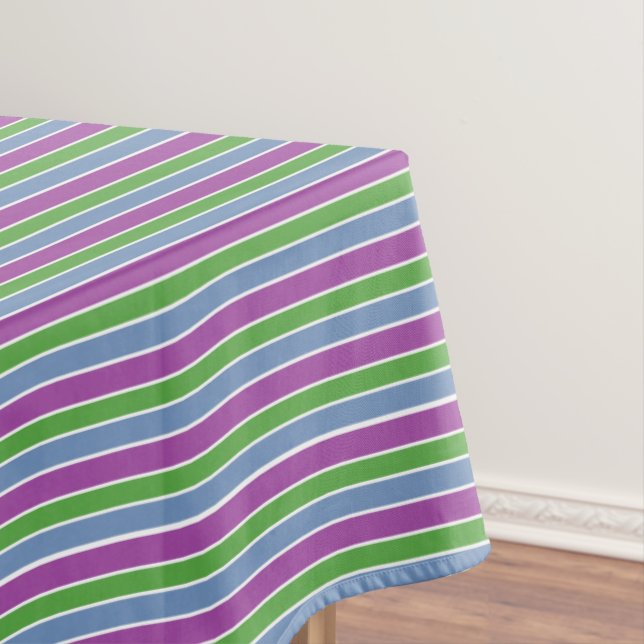 Toalha De Mesa Listras Roxo Verde Azul (Posição Original)