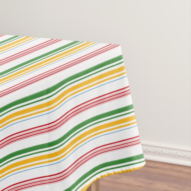 Toalha De Mesa Listras verdes, brancas, amarelas (Posição Original)