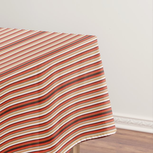 Toalha De Mesa Listras vermelhas castanhas (Posição Original)