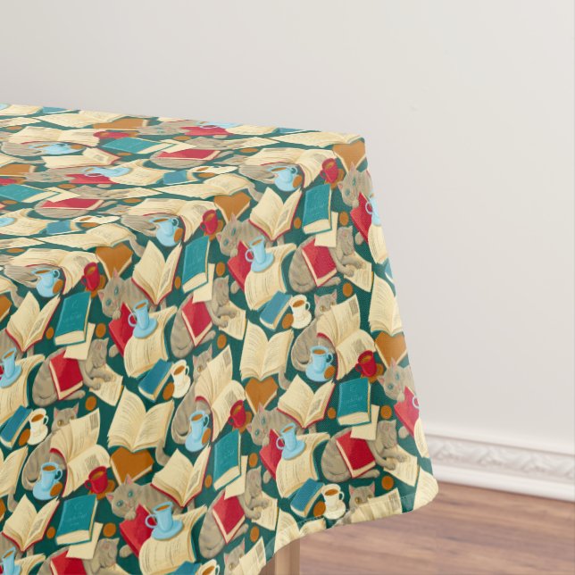 Toalha De Mesa Livros e gatos (Posição Original)