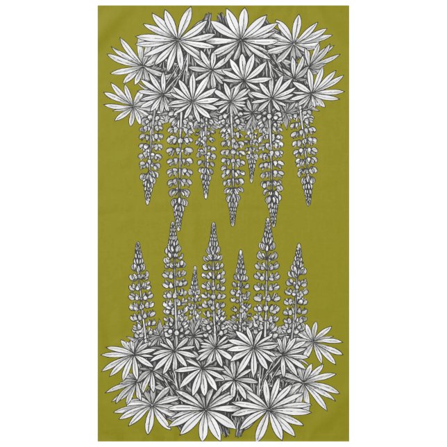 Toalha De Mesa Lupine Mustard Yellow Botanical Tablecloth (Frente)