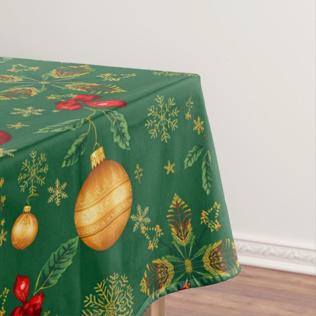 Toalha De Mesa Luxury Emerald Green Gold Christmas Tablecloth (Posição Original)