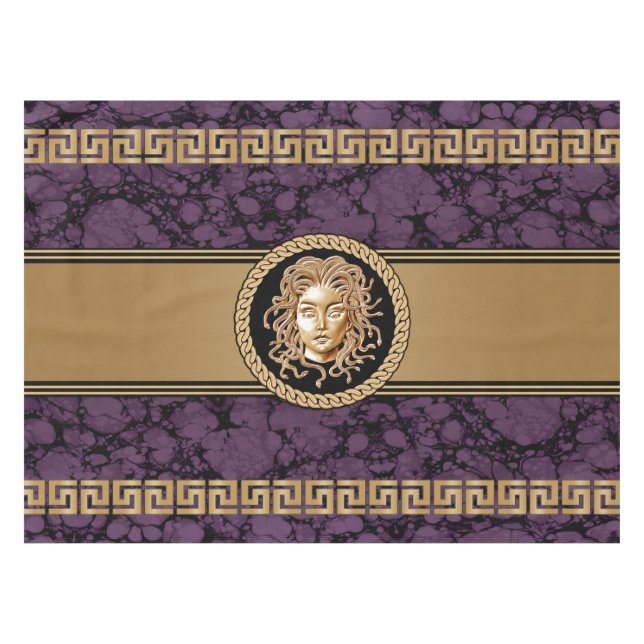 Toalha De Mesa Luxury Medusa Marble e Tablecloth Dourada (Frente (Horizontal))
