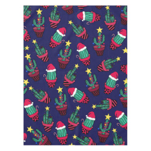 Toalha De Mesa Luzes de Natal da Árvore de Cactus decorada com Ma