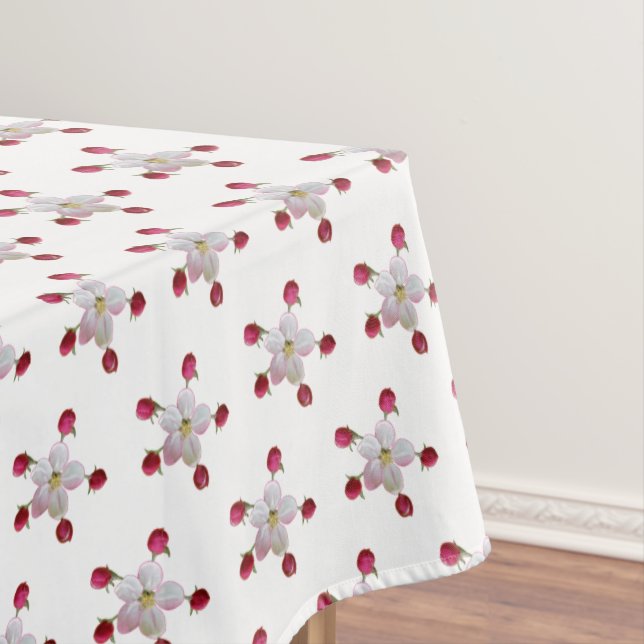 Toalha De Mesa Macaieira rosa e branca sobre branco (Posição Original)