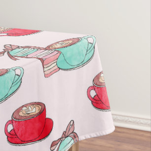 Toalha De Mesa Macarões e Cappuccino Pastel Monograma