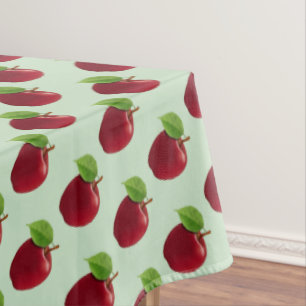 Toalha De Mesa Maçãs Vermelhas em Verde Claro
