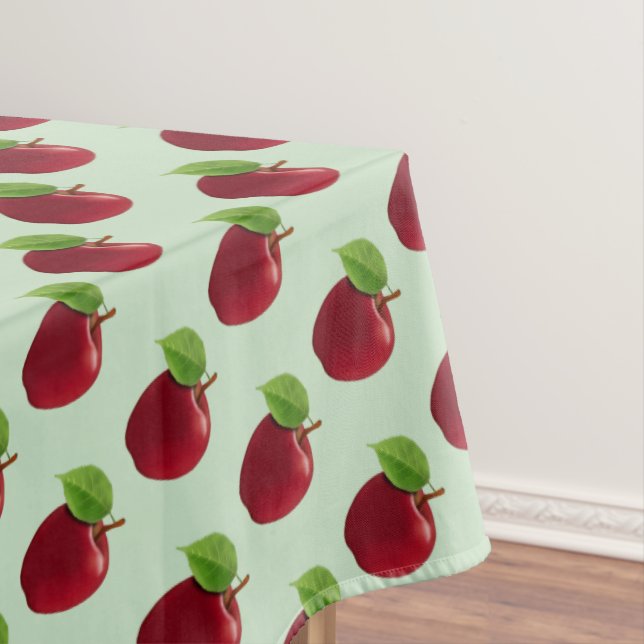 Toalha De Mesa Maçãs Vermelhas em Verde Claro (Posição Original)